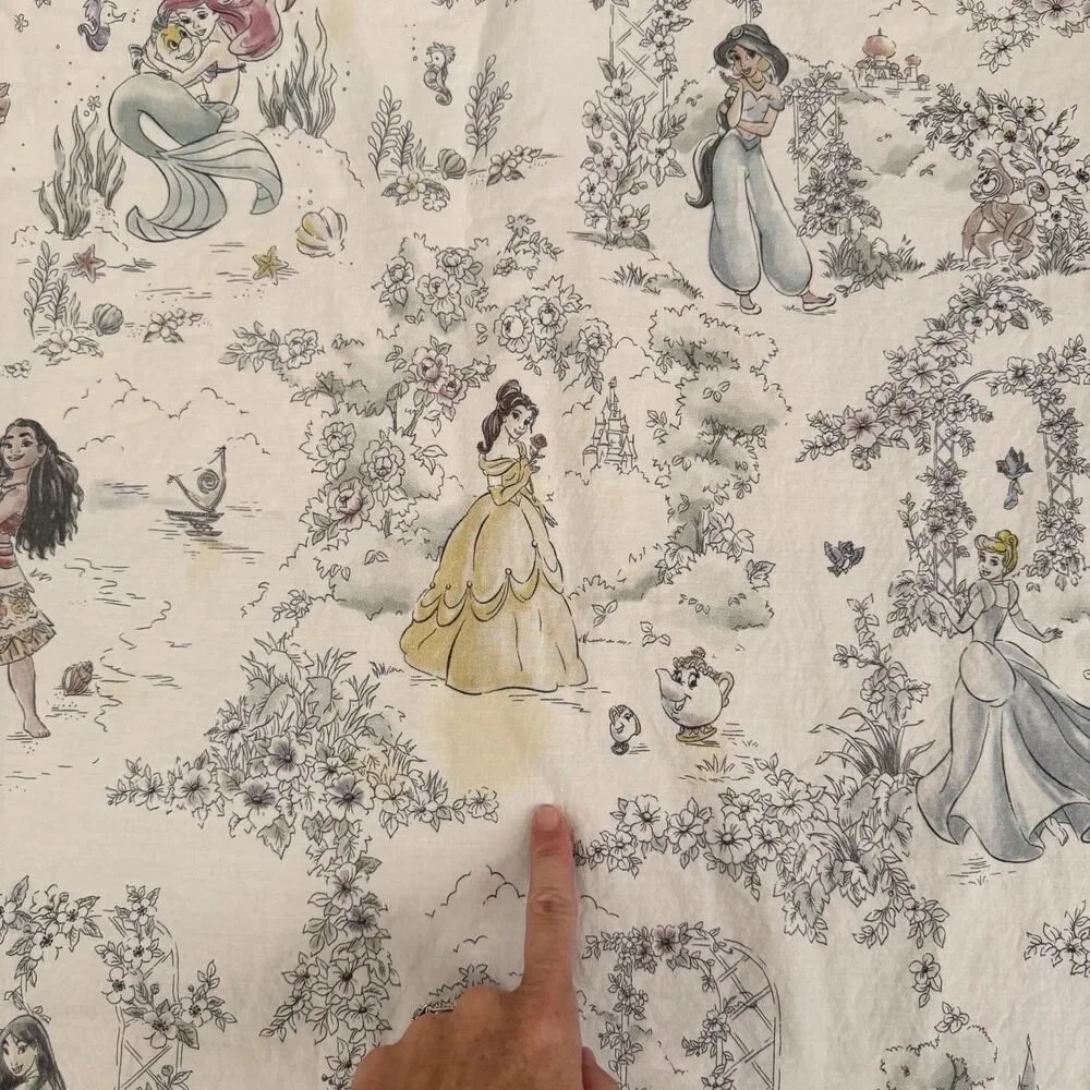 Pottery Barn Kids Disney Princess Heritage Full Flat Sheet Organic Cotton READ